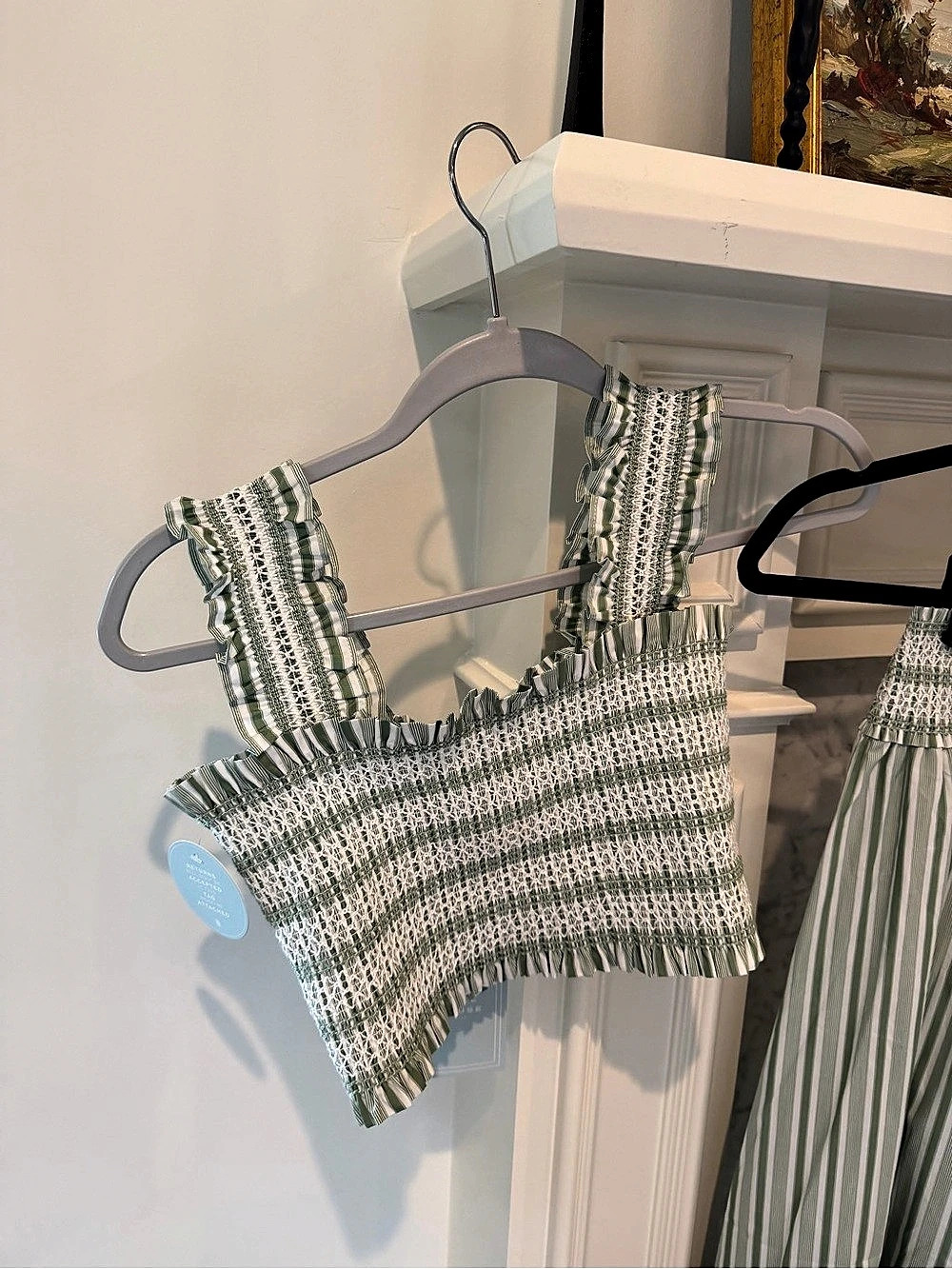 Hill House Home The Azalea Nap Top Striped Crop Top and skirt Green & White Smal